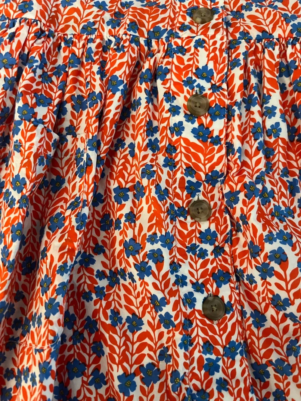 Crewcuts Girls Floral Print Casual Dress in Red, Blue, White